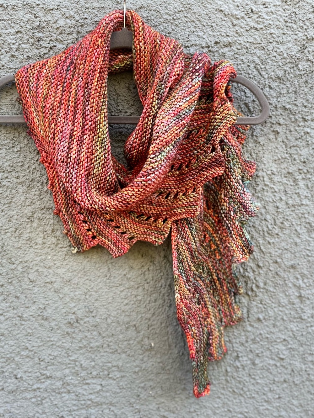 Y2K Multicolor Variegated Knit Ruffle Scarf Fairycore Boho Statement